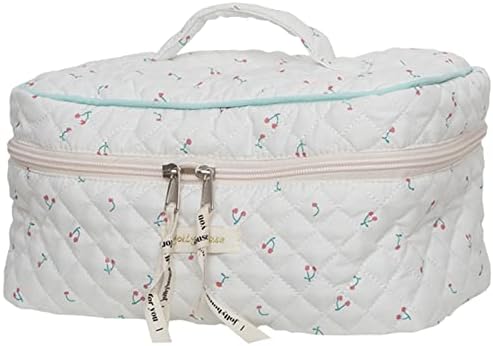 Baonmy Kawaii pamuklu makyaj Çantası Büyük Seyahat Kozmetik Çantası Kapitone kozmetik torbası Coquette Estetik Çiçek makyaj çantası