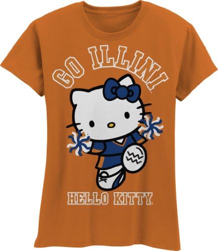 NCAA Illinois Mücadele Illini Hello Kitty Pom Pom Kızların Ekip Tee Gömlek