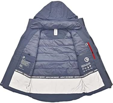 OSHHO Ceketler Kadınlar-Erkekler için Zip Detay İpli kapşonlu uzun kaban (Renk: Lacivert, Boyut: X-Large)