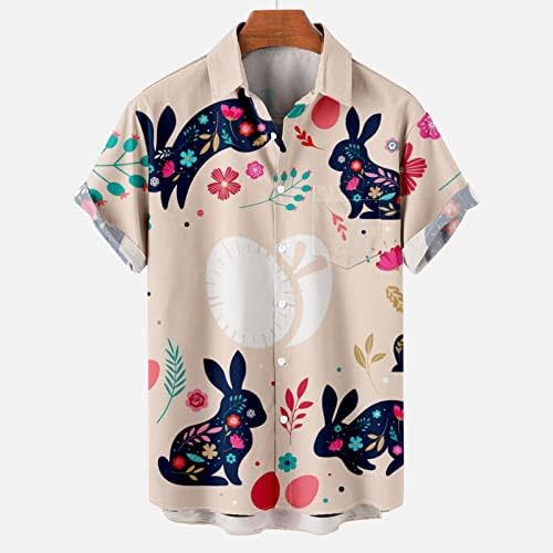 Paskalya Gömlek Erkekler için Rahat Kısa Kollu Düğme Aşağı Gömlek Düzenli Fit Casual Yatak Açma Konfor Bluz Tops