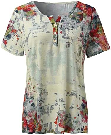 Gömlek Kadın Uzun Kollu Bayan Yaz Rahat Moda Üst U Boyun Düğmesi T Shirt Kısa Kollu T Boyun Üstleri kadınlar için