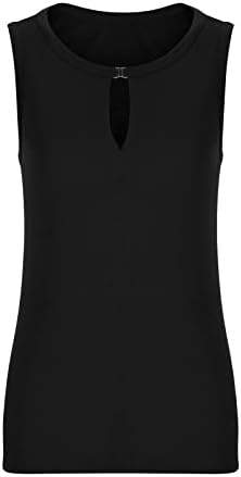lcepcy Moda Anahtar Deliği Tankı Üstleri Kadınlar için Gevşek Fit Düz Renk Kolsuz T Shirt Yaz Casual Crewneck Bluz Tankları