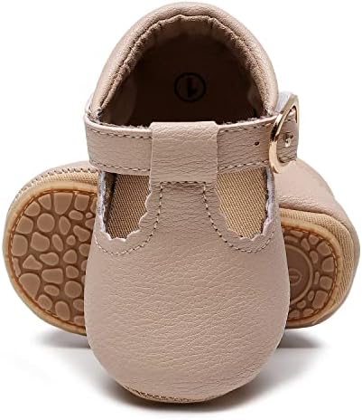HONGTEYA Bebek Bebek Kız Mary Jane Daireler Kaymaz Yürümeye Başlayan Ilk Yürüyüşe Yumuşak Taban PU Deri Beşik Ayakkabı Sneaker Düğün
