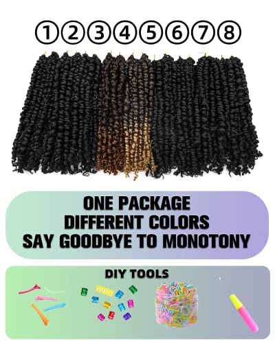 10 İnç 8 Paket Tutku büküm tığ saç-karışık renk Combo paketi(6 paket 1B+ 1 paket T1B/27+1 paket T1B/30)Siyah kadınlar ve çocuklar için