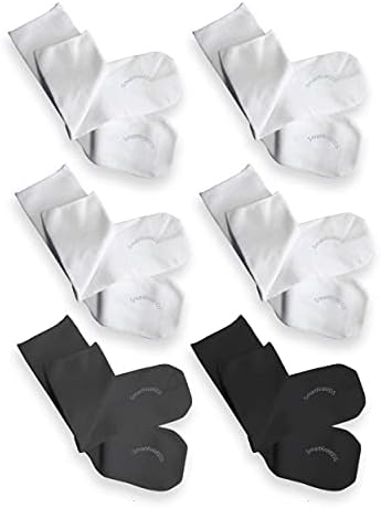 SmartKnitKİDS Dikişsiz Hassasiyet Çorapları - 6'lı Paket ((1)Siyah, (1)Kömür ve (4)Beyaz, Büyük)