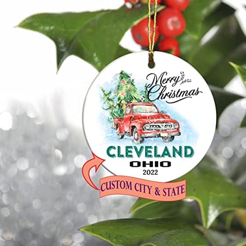 Mutlu Noeller 2022 Süs Ağacı Cleveland Ohio Eyaletinde Yaşayan ilk 1. Tatil Süs Özel Şehir Devleti - Hatıra Hediye Fikirleri Aile ve