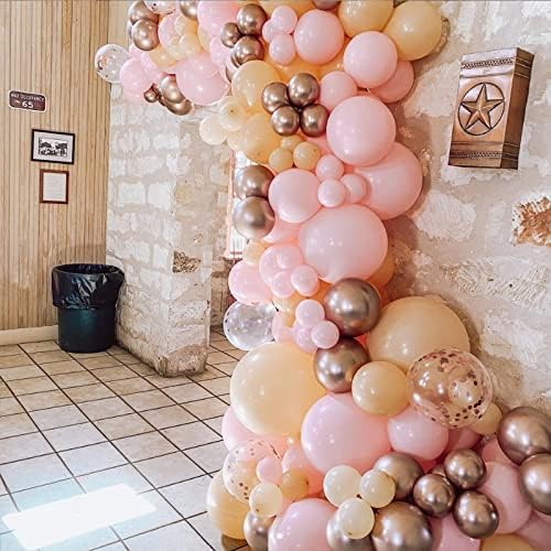 Onemere Bebek Duş Süslemeleri Kız için 145 Adet, gül Altın Balon Kemer Kiti Konfeti ile Çıplak Pembe Altın Metalik Balon düğün çelengi