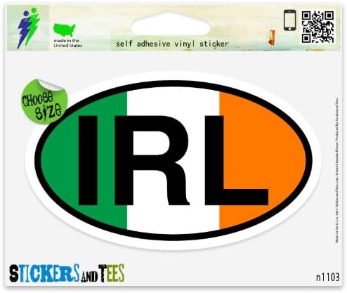 IRL İrlanda Bayrağı Oval Vinil Araba Tampon Pencere Sticker 3 x 2