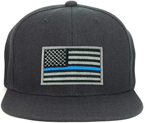 Armycrew Gençlik çocuk Boyutu İnce Mavi Çizgi Amerikan Bayrağı yama düz fatura Snapback Beyzbol şapkası
