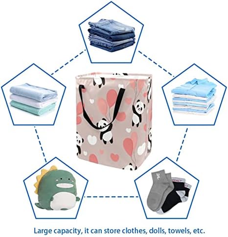 Panda Holding Balon Baskı Katlanabilir çamaşır Sepeti, 60L Su Geçirmez çamaşır sepetleri Çamaşır Kutusu Giysi Oyuncak Depolama Yurt