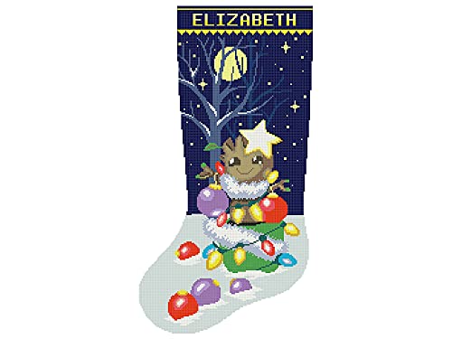 Çapraz Dikiş Çorap Desenleri PDF, Noel Adı ile Kişiselleştirilmiş, Modern Sayılan Kolay Tatil Çorapları DIY, Sevimli Ay, Yıldızlar