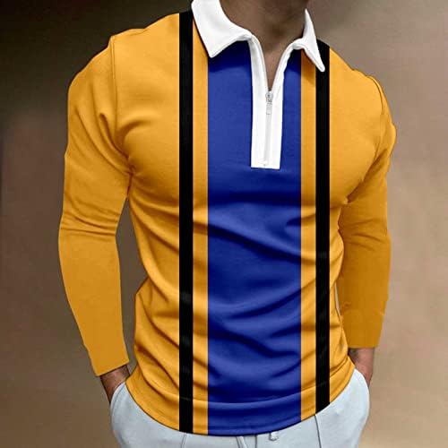 ZDDO 2022 Yeni polo gömlekler Mens, Uzun Kollu Balıksırtı Patchwork Golf Üstleri Streetwear Casual Kas Tasarımcı Gömlek
