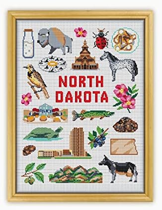 Kuzey Dakota Koleksiyonu CS1938-Sayılan Çapraz Dikiş Deseni. Sadece içinde Basılı Desen var. Kumaş, iplik, iğne, Çember yok.