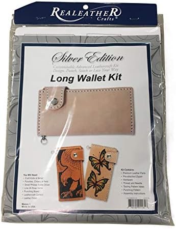 Realeather Gümüş Baskı Uzun Cüzdan Kiti Leathercraft Kiti Debriyaj Tarzı deri cüzdan