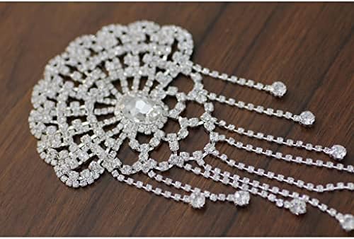 LSDJGDDE Çiçek Şekli Kristal Temizle Aplike Rhinestone Omuz Zinciri Püskül düğün elbisesi Dekorasyon DIY Dikmek