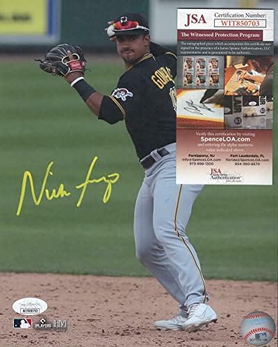 Nick Gonzales Pittsburgh Pirates İmzalı 8x10 Fotoğraf Jsa Tanık Wıt850703 - İmzalı MLB Fotoğrafları