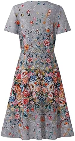 NOKMOPO Kısa Kollu Elbiseler Kadınlar için 2023 Yaz Rahat Moda Çiçek Baskı Kısa Kollu V Yaka askı elbise