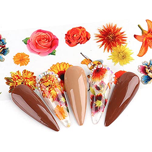 Güneş Çiçek Nail Art Folyo Transferi Etiketler Nail Art Sticker Çıkartmaları Malzemeleri 10 Levhalar Renkli Blooming Çiçekler Papatya