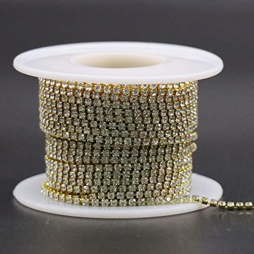 Jerler 10 Metre Kristal Rhinestone Trim SS6.5/2.0 mm Yakın Zincir Dikiş El Sanatları için Ideal Düğün Parti DIY Dekorasyon