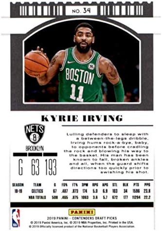 2019-20 Panini Yarışmacıları Draft Seçimleri Sezon Bileti 34 Kyrie Irving Brooklyn Nets Basketbol Kartı