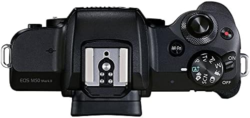 Canon EOS M50 Mark II 15-45mm Lensli Aynasız Dijital Fotoğraf Makinesi (Siyah) (4728C006) , 64GB Extreme Pro Kart, Ekstra Pil, Kasa,