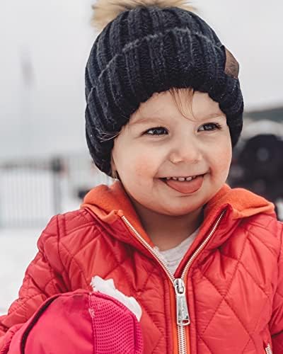 FURTALK Yürümeye Başlayan Bere Saten Astarlı Bebek Erkek Kız Kış Şapka Pom Pom Kasketleri Çocuklar için