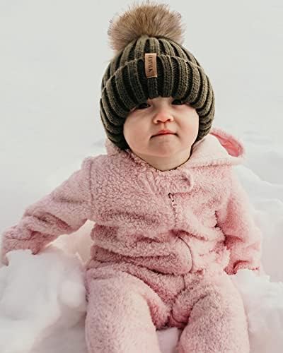 FURTALK Yürümeye Başlayan Bere Saten Astarlı Bebek Erkek Kız Kış Şapka Pom Pom Kasketleri Çocuklar için