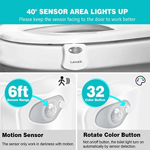 LAVAED tuvalet gece ışıkları 32 renk değiştirme, hareket sensörü aktif LED gece lambası klozet aydınlatmak ışık banyo dekor, araçlar,