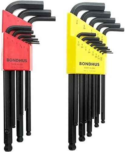 Bondhus 20199 Balldriver L-Anahtarı Çiftpk, 10999 1.5-10mm ve 10937 0.050-3/8