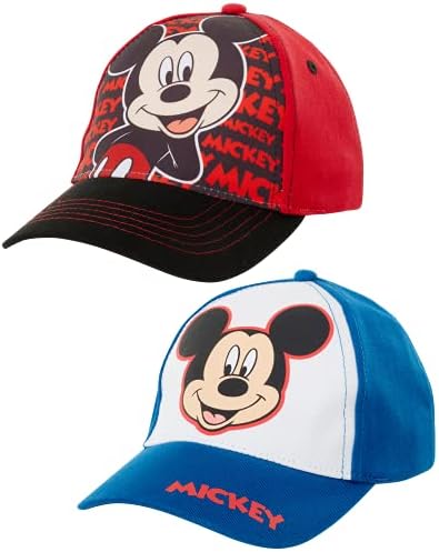 Disney Erkek Mickey Mouse beyzbol şapkası - 2 Paket 3D Karakter Kavisli Ağız Askısı Arka Şapka (2T-7)