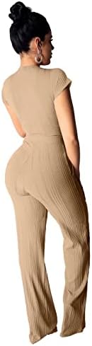 Bayan Casual İki Parçalı Kıyafetler - Seksi Kravat Ön Kırpma Üst Uzun Pantolon eşofman takımı