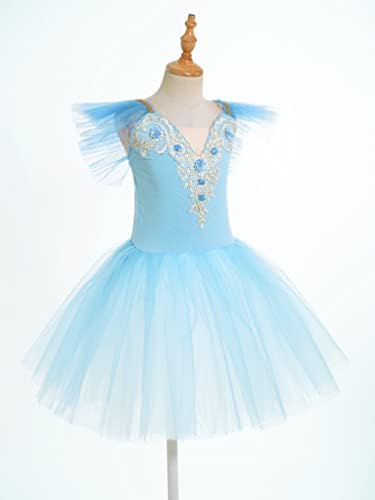 Linjinx Çocuk Kız Sparkle Sequins Dantel Kuğu Gölü Balesi Dans Elbise Tutu Mayoları Balerin Prenses Kostümleri Şapkalar