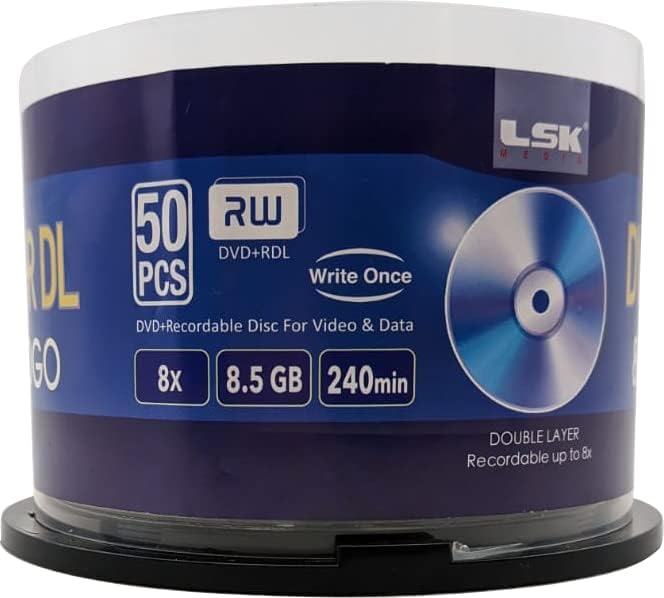 DVD + R DL Çift Katmanlı 8X8. 5 GB 240 dak Video-LSK Medya Logosu Üst, 50 Paket Mili / Boş DVD Video Yazmak için / DVD Diskler Boş