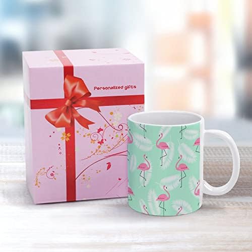 Renkli Pembe Flamingo Baskı Kupa kahve bardağı Seramik çay bardağı Komik Hediye Ofis Ev için Kadın Erkek 11 Oz