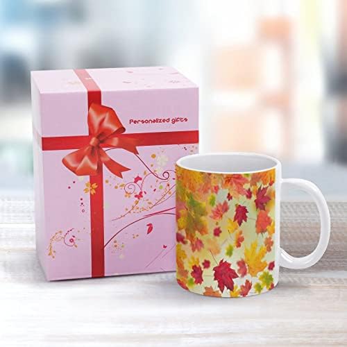 Sonbahar Akçaağaç Yaprakları Baskı Kupa kahve bardağı Seramik çay bardağı Komik Hediye Ofis Ev için Kadın Erkek 11 Oz