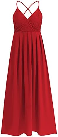 Gevşek Uydurma Elbiseler Kadınlar için Rahat Yaz V Boyun Balo Elbise Dantel kadın Rahat yaz elbisesi Spagetti Kayışı