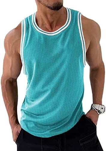 Danedvı erkek Kolsuz Yaz Casual Mesh Tank Formaları T-Shirt yuvarlak Boyun Tunik Gevşek Gömlek Tops