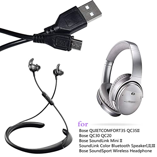 Saipomor USB2. 0 mikro USB şarj kablosu QC35 II Kulaklık Yedek Konnektör Kablosu Bose QC20 QC30 QC35 SoundLink AE2 Beats Powerbeats2