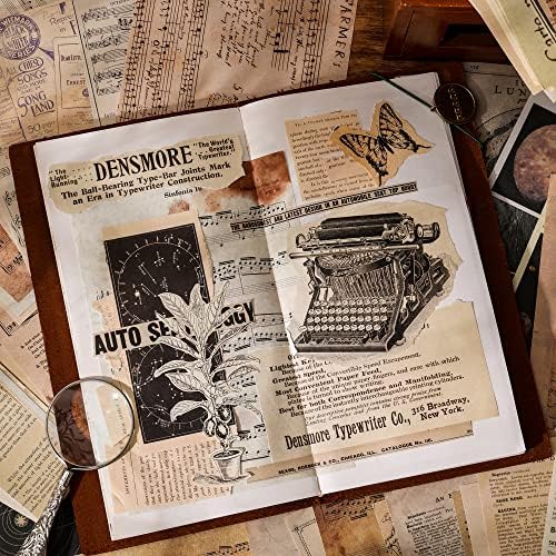 200 Yaprak koleksiyon defteri kağıdı, Vintage Günlük Scrapbooking Malzemeleri Kiti Oymacılık Kağıtları Paketi, Önemsiz Dergi için Efemera