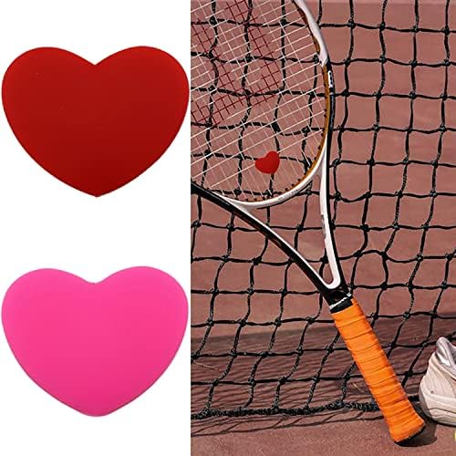 MEETOOT 6 ADET Tenis Raketi Sönümleyiciler Kalp Şekli Kauçuk Tenis Raketi Damperi Amortisör (3 x Kırmızı + 3 x Pembe)