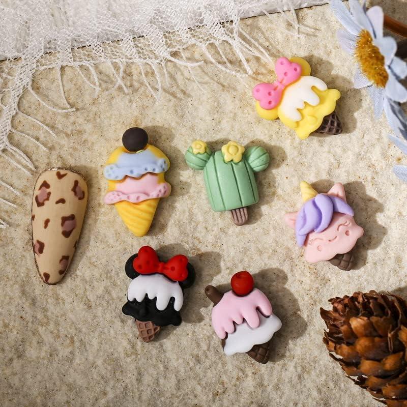 20 adet / paket çizgi film bebeği Meyve Dondurma 3D Sevimli Boyalı Pembe telefon kılıfı Nail Art Dekorasyon Manikür DIY Aksesuarları