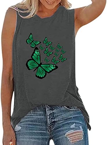 Bayan Üstleri, Kelebek Çiçek Baskı T-Shirt Yuvarlak Boyun kolsuz üstler Genç Kız Rahat Sevimli Komik Grafik Tees
