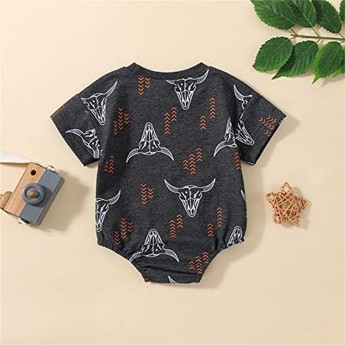 Erkek bebek İnek Baskı Kısa Kollu Onesie T Shirt Romper Bodysuit Kıyafet yaz giysileri Bebek Yenidoğan Giyim