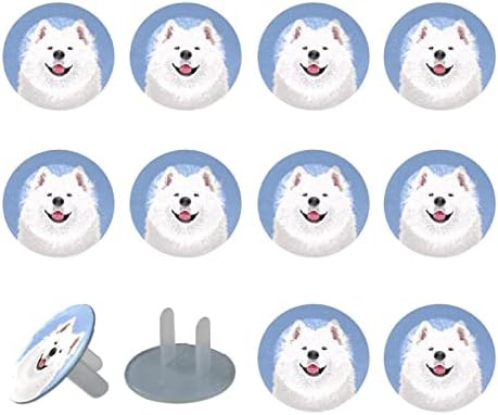 Elektrik Prizi Kapakları 12 Paket, plastik Fişler Kapakları Soket Koruyucu Güvenlik Kapakları-Sevimli Beyaz Buddy Köpek Açık Mavi