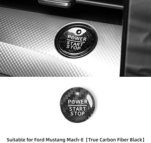 Ford Mustang için LUCKEASY Mach - E Gerçek Karbon Fiber tek Tuşla Başlangıç Koruma Yama İç Modifikasyon Aksesuarları (Parlak Karbon