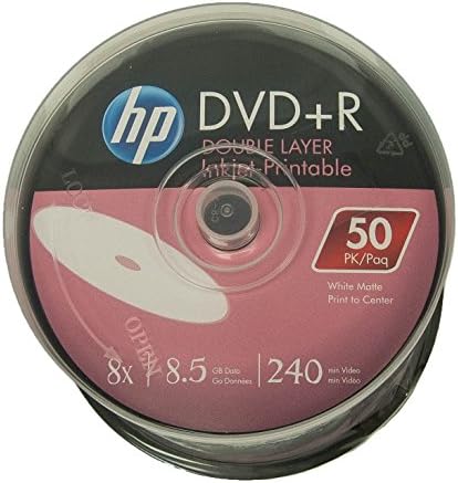 Hp DVD+R Dl Çift Katmanlı 8X 8,5 Gb Beyaz Mürekkep Püskürtmeli Yazdırılabilir 50 Paket İş Milinde