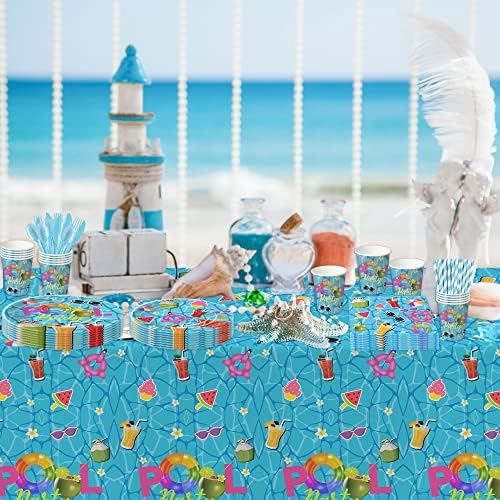 HIPVVILD Yaz Plajı Havuz Partisi Tabakları ve Peçeteleri-Havuz Süslemeleri Doğum Günü ve Bebek Duşu için Yemek Takımı, Yemek Tabağı,