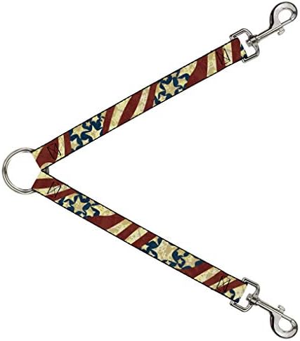 Toka-Aşağı Köpek Tasma Splitter Americana Çapraz Vintage Yıldız Stripes2 1 Ayak Uzun 1 İnç Geniş