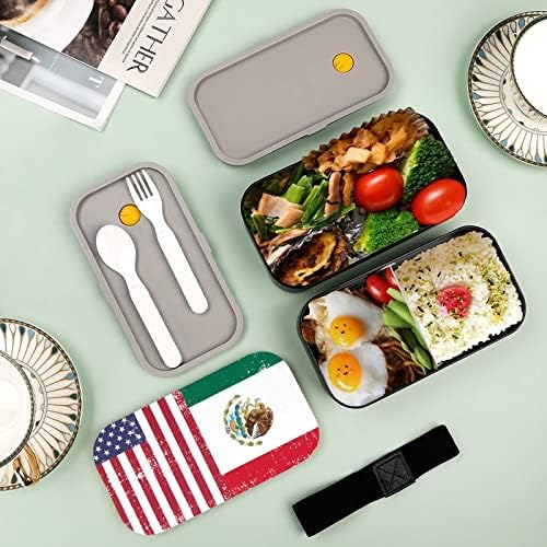 Amerikan Meksika Bayrağı Bento yemek kabı Sızdırmaz Bento yemek kabı Gıda Kapları için 2 Bölmeli Ofis Çalışma Piknik