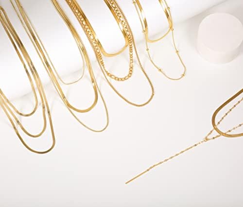 Elegance 11 tasarımlar 14 k Gerçek Altın Kaplama Olmayan Kararmaz Katmanlı Balıksırtı Figaro Zincir yassı paslanmaz çelik Yılan Zincir